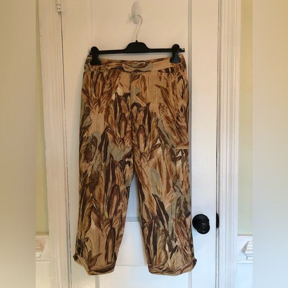 Vintage Barry Bricken Tropical Linen Silk Cropped Pants Size 2 - Picture 2 of 5